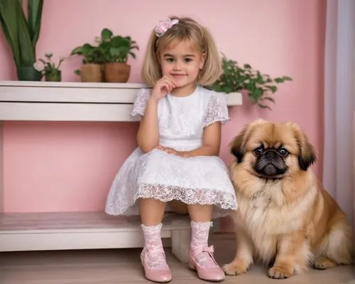 pekingese,little girl in pink dress,girl with dog,leonberger,little girl dresses,tibetan spaniel,giant dog breed,small münsterländer,dog photography,children's photo shoot,pet vitamins & supplements,baby & toddler clothing,child model,kangal dog,children's christmas photo shoot,eurasier,dog-photography,baby and teddy,dog pure-breed,child portrait,Illustration,Realistic Fantasy,Realistic Fantasy 06