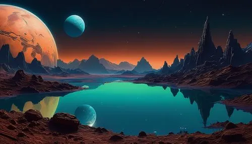 alien planet,lunar landscape,alien world,futuristic landscape,fantasy landscape,red planet,Conceptual Art,Sci-Fi,Sci-Fi 01