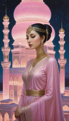 pink city,anarkali,rem in arabian nights,tajmahal,mandodari,islamic girl,maharani,mastani,radha,indian bride,jaya,agrabah,scheherazade,orientalist,kaur,oriental princess,sheherazade,dulhan,orientalism,amrapali,Illustration,Realistic Fantasy,Realistic Fantasy 08