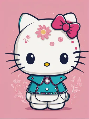 Design a cute and playful logo for Hello Kitty.,doll cat,cat kawaii,kawaii patches,blossom kitten,flower cat,japanese kawaii,cute cartoon character,cute cartoon image,lucky cat,kawaii animal patches,k