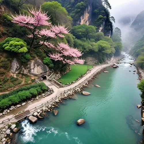 guizhou,yangtze,japan landscape,zhangjiajie,sichuan,zhangjiagang,the valley of flowers,huangshan,taroko,tianchi,shennongjia,river landscape,beautiful japan,south korea,green trees with water,yangshao,green waterfall,nature wallpaper,shaoming,chongqing