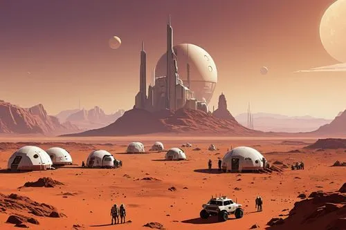 futuristic landscape,red planet,barsoom,homeworlds,bonestell,farpoint,moonbase,mission to mars,extrasolar,cydonia,trappist,astrobiology,alien planet,planet mars,alien world,gallifrey,moon valley,homeworld,mars,io centers