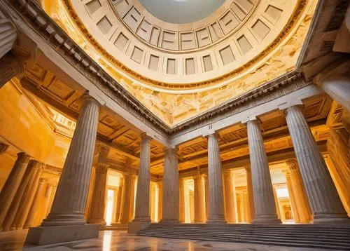 thomas jefferson memorial,pantheon,jefferson memorial,doric columns,saint george's hall,glyptothek,peristyle,zappeion,colonnaded,treasury,jefferson monument,ryswick,neoclassical,columns,capitols,lincoln memorial,three pillars,archly,greek temple,peabody institute,Illustration,Paper based,Paper Based 07