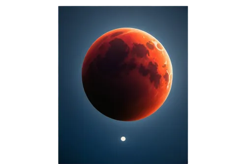 Lunar eclipse, moon in Earth's umbra, celestial body, astronomical event, tonight, blood moon, reddish hue, partial shadow, Earth's atmosphere, glowing horizon, dark blue sky, stars visible, 3/4 compo