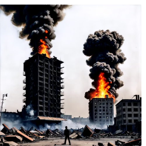 warsaw uprising,stalingrad,libya,the conflagration,sweden fire,cd cover,destroyed city,baghdad,bombing,apocalyptic,tianjin,fire disaster,iraq,sweden bombs,city in flames,syria,stalin skyscraper,building rubble,high-rises,pyongyang,Art,Classical Oil Painting,Classical Oil Painting 12