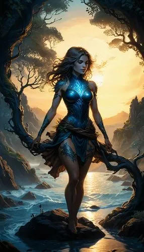 blue enchantress,kahlan,kitana,sorceror,karakas,naiad,wind warrior,elona,fantasy picture,female warrior,fantasy woman,aegon,the enchantress,themyscira,niobe,krietor,fantasy art,seregil,fantasy portrait,dryad,Illustration,American Style,American Style 07