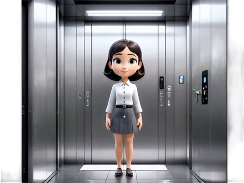 nanako,elevator,alita,character animation,animotion,idealizes,levator,amination,cheburashka,film character,pitchwoman,kuchel,yumei,animator,blur office background,cute cartoon character,locker,azusa nakano k-on,room door,elastigirl,Unique,3D,3D Character