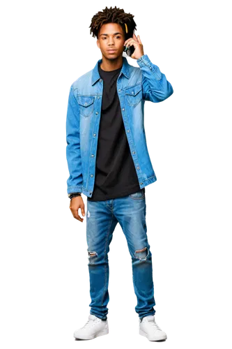 Urban DJ, male, 25yo, Afro hair, gold chain, casual wear, denim jacket, black t-shirt, ripped jeans, sneakers, mixing console, turntables, microphone, studio background, afternoon lighting, shallow de