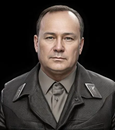 a man in uniform is in front of a black background,nikonov,yaroshenko,borisov,luzhkov,bozhkov,nazarbaev,Common,Common,Natural