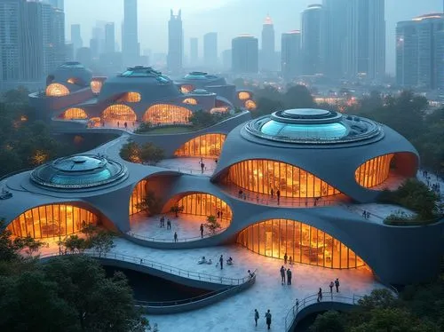 futuristic architecture,futuristic art museum,roof domes,safdie,odomes,arcology,chengdu,domes,futuristic landscape,roundhouses,tianjin,heatherwick,shenzhen,asian architecture,guangzhou,bjarke,musical dome,biospheres,cube stilt houses,suzhou,Photography,General,Realistic