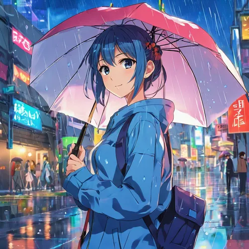 blue rain,umbrella,walking in the rain,in the rain,rainy,shibuya,umbrellas,raincoat,summer umbrella,japanese umbrella,blu,asian umbrella,shinjuku,osaka,tokyo,japanese umbrellas,harajuku,azusa nakano k-on,tokyo ¡¡,tokyo city,Illustration,Japanese style,Japanese Style 03