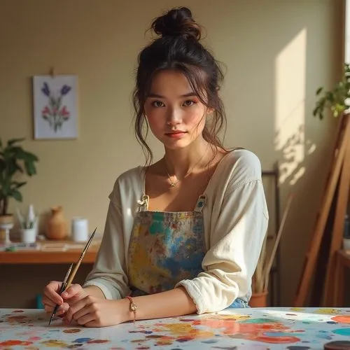 flower painting,girl studying,mongolian girl,artist portrait,table artist,xiaozhao,asian woman,xiaofei,xiaoli,zhulin,xuebing,girl portrait,zhiwen,painting,fabric painting,painting technique,jianwen,vietnamese woman,etam,girl drawing,Photography,General,Realistic