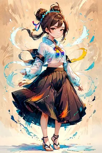 hanbok,little girl twirling,little girl in wind,twirling,mako,aura,piko,flying girl,kayano,nori,akko,little girl running,colorful daisy,bun cha,dancer,child fairy,falling flowers,salt flower,miku maekawa,chara,Anime,Anime,Realistic