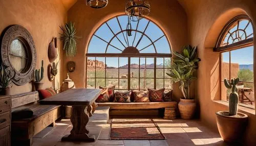 sitting room,sunroom,cabana,living room,the living room of a photographer,family room,home interior,wickenburg,beautiful home,vaulted ceiling,great room,big window,marrakesh,tuscon,interior decor,livingroom,ouarzazate,scottsdale,sonoran desert,hacienda,Illustration,Realistic Fantasy,Realistic Fantasy 13