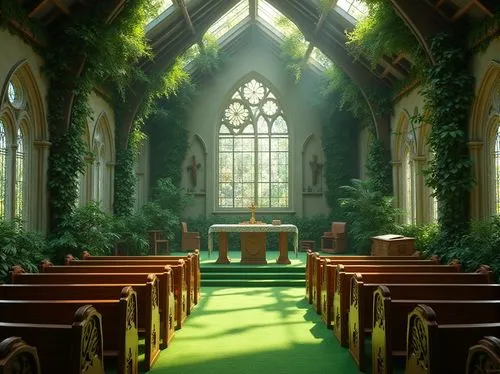 forest chapel,sanctuary,chapel,ecclesiatical,holy forest,verdant,ecclesiastical,chapels,church,wayside chapel,holy place,pastoral,church painting,christ chapel,sanctums,risen church,little church,island church,pews,pcusa,Photography,General,Realistic