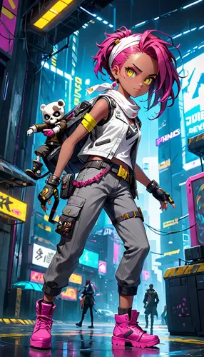 cyberpunk,marina,vector girl,pink vector,cg artwork,pink quill,nora,streampunk,squid game,cyber,punk,punk design,girl with gun,game art,girl with a gun,game illustration,rosa ' amber cover,kosmea,pink double,the pink panter,Anime,Anime,General