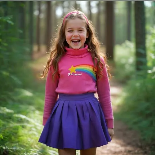 Young girl in purple skirt in the woods in sunshine ,girl in pink sweater and purple skirt laughing in woods,childrenswear,frugi,gapkids,little girl in pink dress,happy children playing in the forest,