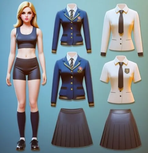 uniforms,a uniform,school clothes,uniform,navy suit,paper dolls,Photography,General,Realistic