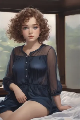 woman on bed,khnopff,the girl in nightie,chambermaid,nightgown,nightdress,girl in bed,world digital painting,female doll,cassandra,fraulein,genny,mademoiselle,housekeeper,melora,perdita,darjeeling,retro woman,cheongsam,kangna