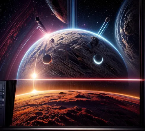 digital compositing,space art,exoplanet,planets,day and night,planetary system,photo manipulation,mobile video game vector background,orbiting,io,parallel worlds,space,photomanipulation,binary system,systems icons,solar system,portals,orbital,spheres,sky space concept