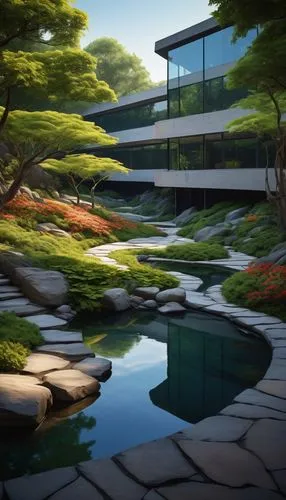 japanese zen garden,zen garden,japanese garden,ryokan,ryokans,koi pond,landscaped,dojo,japanese garden ornament,fallingwater,aqua studio,futuristic landscape,world digital painting,landscaping,japan garden,zen rocks,neutra,home landscape,zen,virtual landscape,Conceptual Art,Sci-Fi,Sci-Fi 16