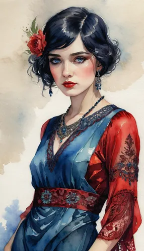 victorian lady,geisha girl,watercolor women accessory,vintage woman,geisha,vintage women,oriental princess,widow flower,vintage girl,oriental painting,hanbok,chinese art,blue rose,fashion illustration,oriental girl,twenties women,vintage floral,eglantine,fantasy portrait,girl in a long dress,Conceptual Art,Oil color,Oil Color 01