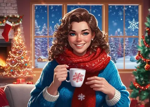 christmas woman,retro christmas lady,retro christmas girl,christmas snowy background,christmas banner,christmas wallpaper,christmasbackground,christmas background,christmas picture,christmas motif,christmas girl,christmas sweater,nog,woman drinking coffee,winter background,christmas knit,christmas scene,christmas photo,retro christmas,christmas,Illustration,Vector,Vector 19