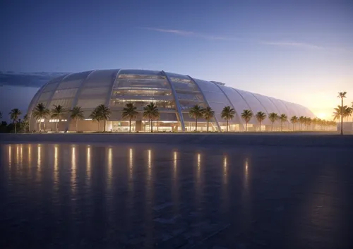 An image of the exterior of a building with palm trees,aramco,piramal,extrapyramidal,glass pyramid,prefab,prodromal