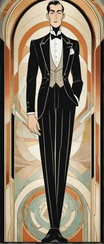 art deco background,tuxedo,art deco,tuxedo just,gentlemanly,art deco frame,suit of spades,art deco woman,men's suit,aristocrat,waiter,james bond,bond,formal guy,billionaire,roaring 20's,mafia,great gatsby,concierge,gatsby,Illustration,Vector,Vector 18