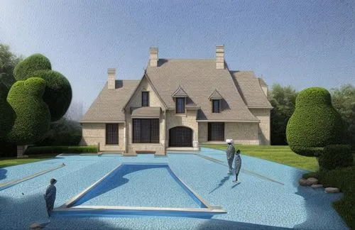 pool house,house with lake,dreamhouse,mansion,3d rendering,mcmansions,private house,villa,house shape,mansions,mcmansion,luxury property,new england style house,country estate,luxury home,large home,chateau,garden elevation,model house,private estate,Common,Common,Natural