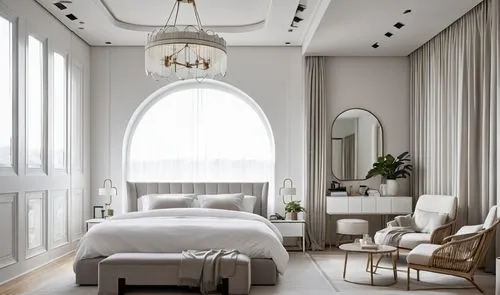 the white bedroom is ready to be used,ornate room,white room,bedchamber,chambre,luxury home interior,sleeping room,Photography,General,Realistic