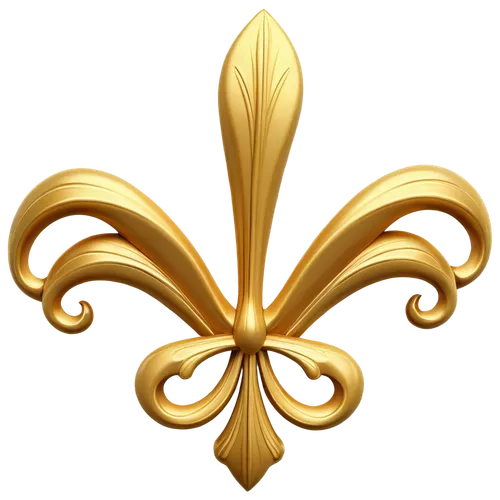 Fleur-de-lis, golden, ornate, intricate details, symmetrical, flower-like, elegant, luxurious, 3D rendering, high-gloss finish, soft focus, shallow depth of field, warm lighting, ornamental, decorativ