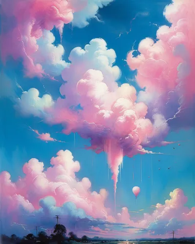 rainbow clouds,cumulus,sky,raincloud,cumulus cloud,cumulus nimbus,thunderclouds,mushroom landscape,cloudburst,clouds - sky,cumulus clouds,clouds,fantasy landscape,cloud mushroom,sky clouds,cloud image,cloudscape,cloud towers,thundercloud,meteor,Illustration,Paper based,Paper Based 12