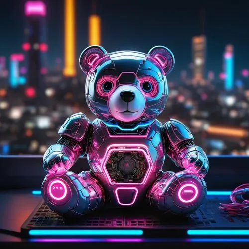 3d teddy,ursa,scandia bear,cinema 4d,cute bear,kawaii panda,cyberpunk,pandabear,bear,neon human resources,panda,bear guardian,teddy-bear,teddy bear waiting,hk,bear teddy,teddybear,cyber,neon body painting,80's design,Photography,General,Sci-Fi