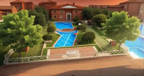 3d rendering,roman villa,outdoor pool,pool house,mansion,swimming pool,roof top pool,holiday villa,luxury property,riad,hacienda,country estate,villa,private house,luxury home,roof landscape,simpolo,3