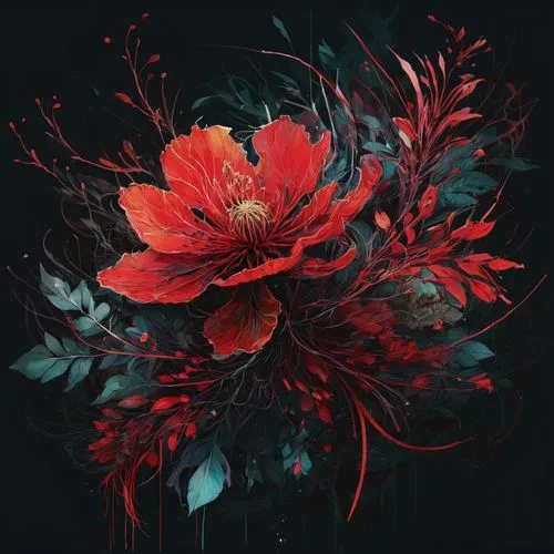 red chrysanthemum,red dahlia,red flower,flame flower,fire flower,flowers png,Illustration,Paper based,Paper Based 13