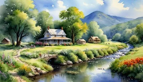 home landscape,landscape background,watercolor background,river landscape,watercolor,rural landscape,summer cottage,nature landscape,cottage,landscape nature,meadow landscape,watercolor painting,green landscape,watermill,beautiful landscape,autumn landscape,watercolor shops,landscape,watercolorist,countryside,Conceptual Art,Oil color,Oil Color 03