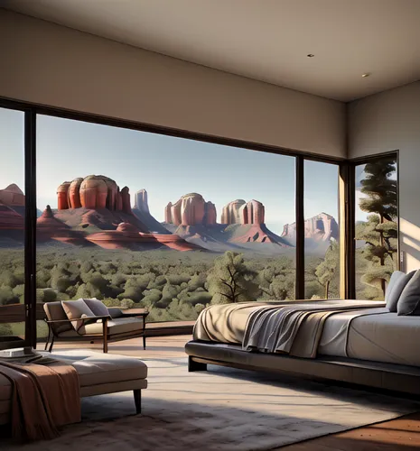 3d rendering,home landscape,modern living room,bedroom window,sedona,window treatment,desert landscape,living room modern tv,modern room,sandstone wall,bonus room,beautiful home,futuristic landscape,desert desert landscape,window covering,great room,roof landscape,window film,family room,livingroom