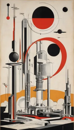 atomic age,art deco,metropolis,matruschka,futuristic landscape,1929,science-fiction,1926,futuristic architecture,science fiction,industrial landscape,mid century modern,1925,modernity,vintage art,percolator,1952,art deco ornament,art deco background,utopian,Art,Artistic Painting,Artistic Painting 44