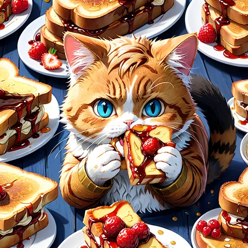 red tabby,tea party cat,waffles,plate of pancakes,oktoberfest cats,pancake,pancakes,waffle,caterer,blini,juicy pancakes,feel like pancakes,liege waffle,kawaii food,french toast,hotcakes,hot cakes,spring pancake,cat food,cat image,Anime,Anime,General