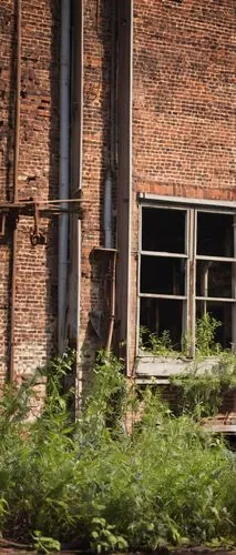 Abandoned industrial site, architectural salvage yard, Cullman Alabama, old rusted machinery, worn wooden crates, vintage factory equipment, distressed brick walls, crumbling concrete floors, overgrow