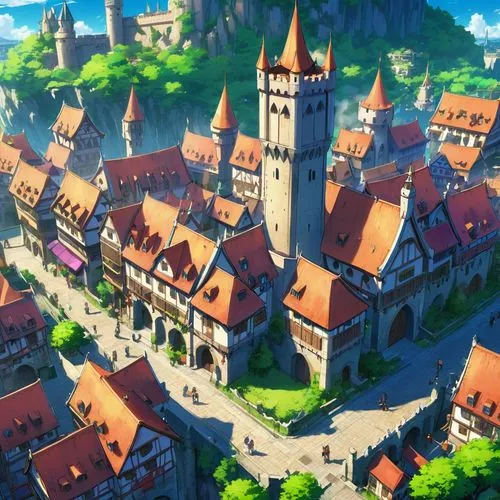 medieval town,knight village,escher village,alpine village,aurora village,mountain village,medieval,mountain settlement,transylvania,new castle,castle iron market,medieval castle,medieval street,studio ghibli,knight's castle,medieval market,fantasy city,the old town,spa town,old town,Illustration,Japanese style,Japanese Style 03