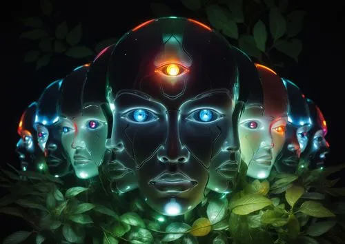 android heads joined together sharing 1 eye each but they are 1 ,Collective intelligence,abhisheka,avatar,ashkali,trimurti,lateralus,mahashivratri,Photography,Artistic Photography,Artistic Photography