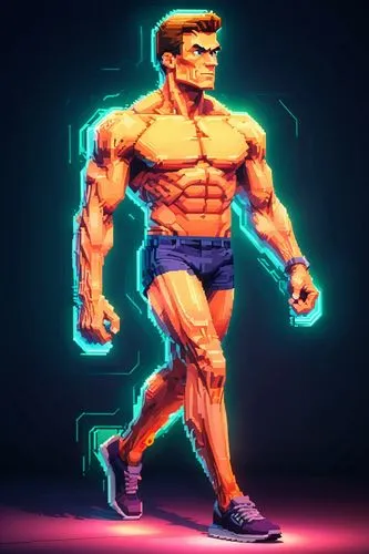 muscle man,3d man,muscle icon,electro,running machine,edge muscle,bodybuilder,3d figure,sculpt,runner,neon body painting,body building,digital painting,electrified,high volt,terminator,body-building,voltage,electric,muscular build,Unique,Pixel,Pixel 01