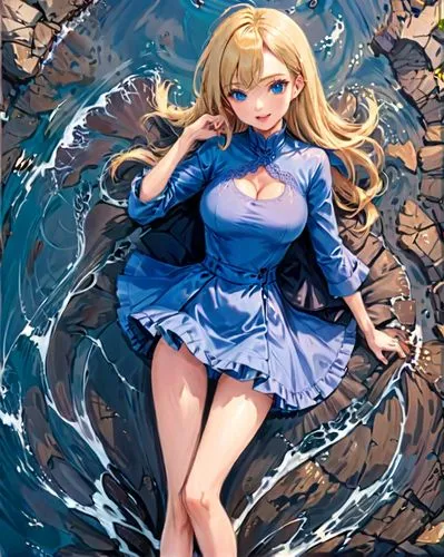 the blonde in the river,nami,water nymph,michiru,water rose,mari,underwater background,pacifica,tsumugi kotobuki k-on,sena,blue heart,mer,nereid,camie,oceanica,margairaz,undine,in water,azzurra,rosalina,Anime,Anime,General