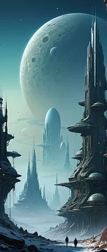 futuristic landscape,cardassia,homeworlds,coruscant,barsoom,homeworld,alien planet,fantasy landscape,sulaco,lunar landscape,primordia,sci fi,alien world,citadels,sci fiction illustration,coldharbour,deltha,ancient city,uzala,starsia,Illustration,Realistic Fantasy,Realistic Fantasy 12