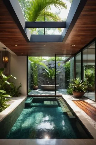 pool house,tropical greens,luxury bathroom,tropical house,japanese zen garden,zen garden,garden design sydney,tropical jungle,aqua studio,atriums,amanresorts,cabana,swimming pool,luxury home interior,interior modern design,spa,mid century house,floor fountain,poolroom,glass roof,Conceptual Art,Fantasy,Fantasy 30