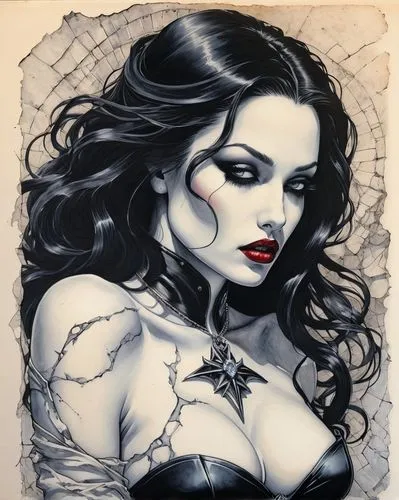 vampira,dita,vampire woman,siren,chalk drawing,vampire lady,femme fatale,widow,stencil,tattoo girl,multi layer stencil,body painting,bodypainting,bodypaint,scarlet witch,fantasy woman,glass painting,catwoman,charcoal drawing,wonderwoman,Illustration,Abstract Fantasy,Abstract Fantasy 05