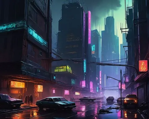 cityscape,cyberpunk,colorful city,futuristic landscape,evening city,urban,alleyway,suburb,city at night,metropolis,shinjuku,neon arrows,city blocks,downtown,city corner,dusk,city scape,city lights,the city,street canyon,Art,Artistic Painting,Artistic Painting 27