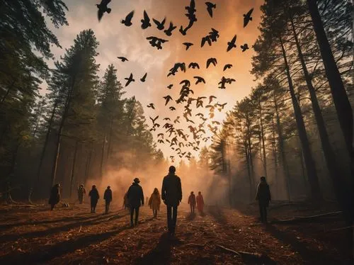 flock of birds,people in nature,migration,bird migration,wild birds,murder of crows,migrate,a flock of pigeons,travelers,animal migration,migratory birds,flock,flock home,the birds,autumn walk,birds in flight,swarm,group of birds,forest walk,purgatory,Photography,General,Cinematic